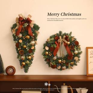 圣诞花环蝶装饰新款墙挂圣置诞节挂装饰饰品蝴232结挂件场景圣诞