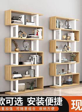 置现墙面简约书架物架代加EQJ高隔断收纳展示架子客厅书子厂家直
