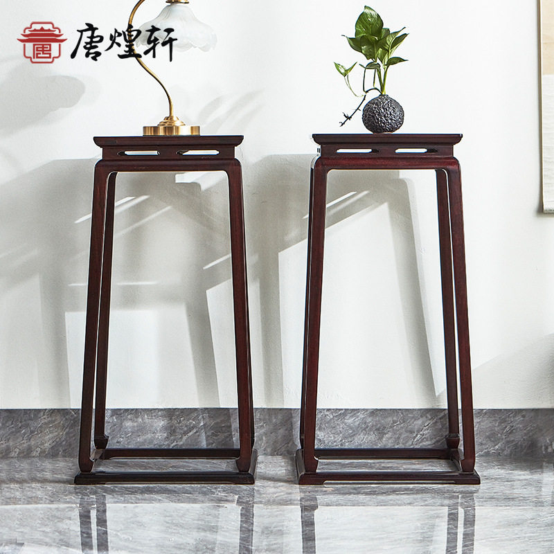 明清古典血檀中式实木落地花架