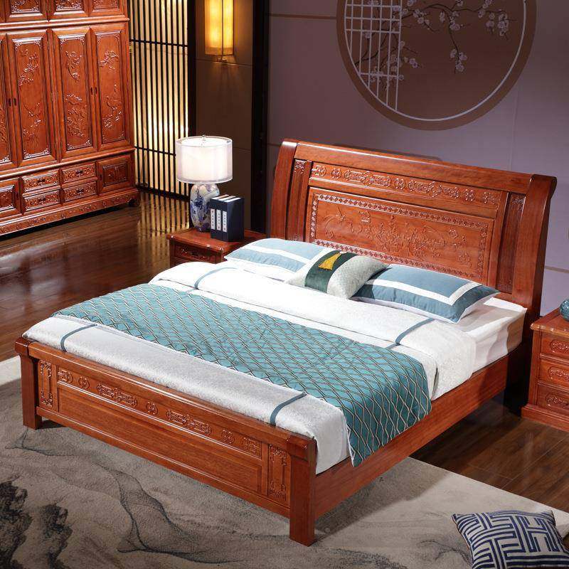 花床梨木实木1.8中米双人床新式花梨木现HY--127简约1.5m新古典主