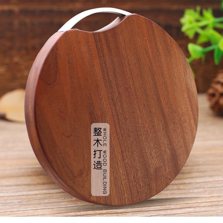 不锈钢木质手提加厚圆形砧板