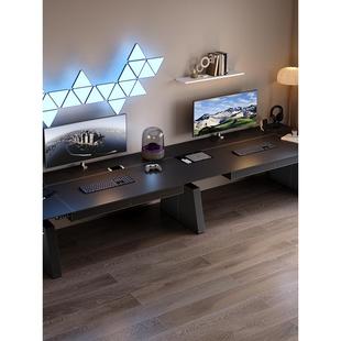 双人电脑立式 用客厅书534桌加长站电 电动升降桌桌实木办家公台式