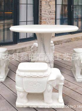 家直销石雕石厂石凳桌汉白玉家用圆公园户外lw54151庭院摆件工桌