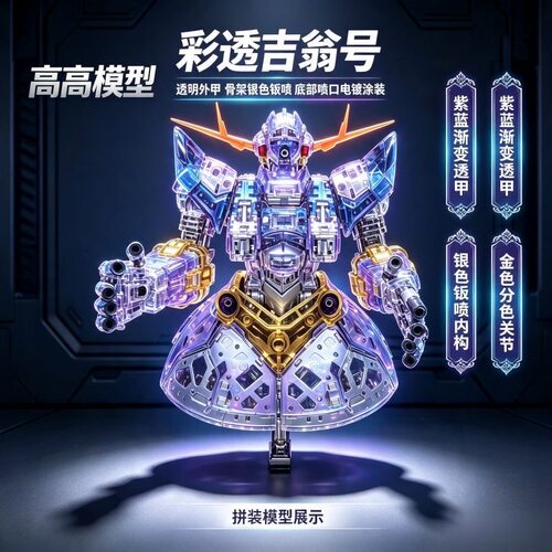 高高 1/144 RG彩透版吉翁号 国产机甲拼装模型手办 送水贴支架