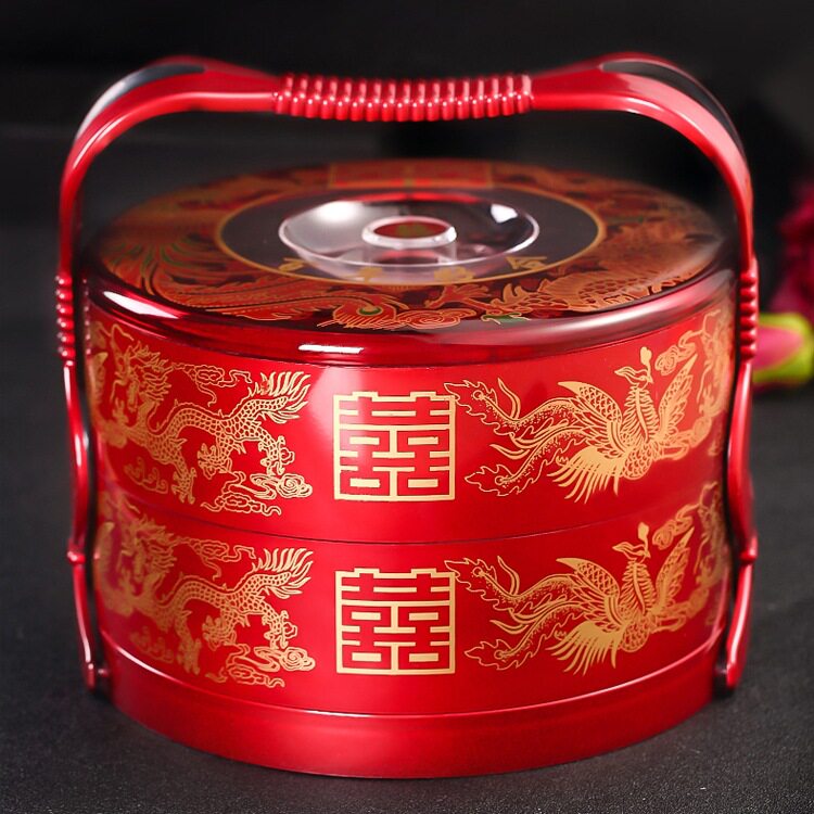 婚庆双层分格大号手提食盒
