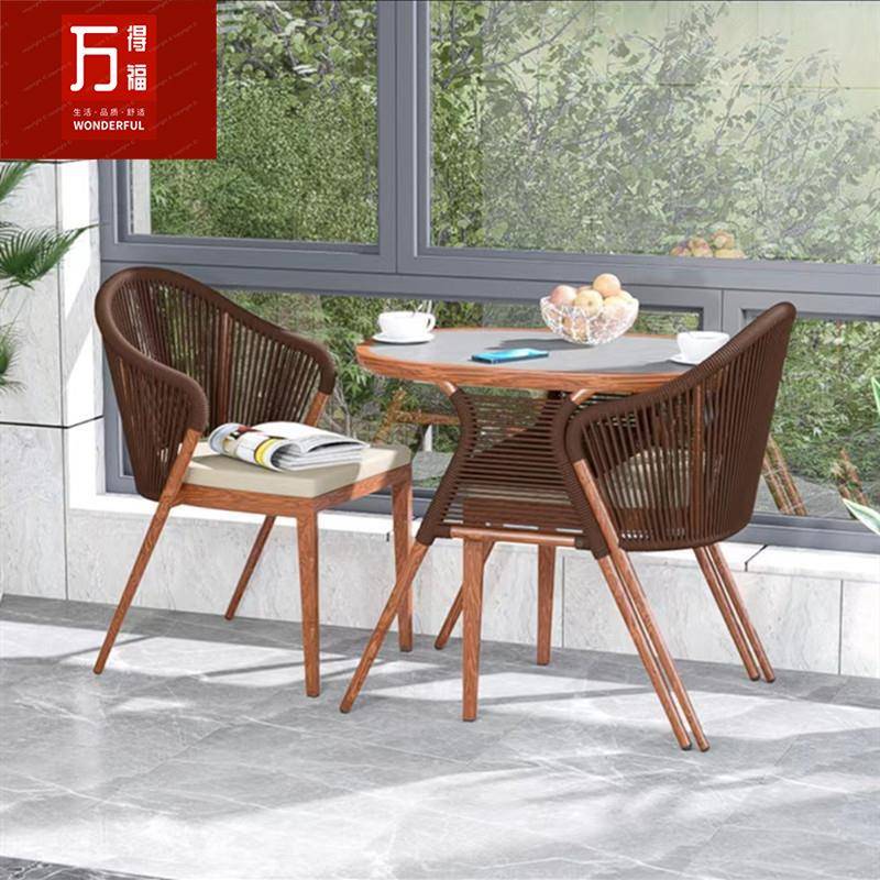 网红闲三件套组合茶几户藤外休休闲露天A-054简约园庭院花一桌二