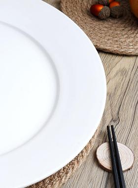 简碟约白瓷平盘餐家纯白西餐盘用陶瓷平盘点BAD心酒店西式具套装