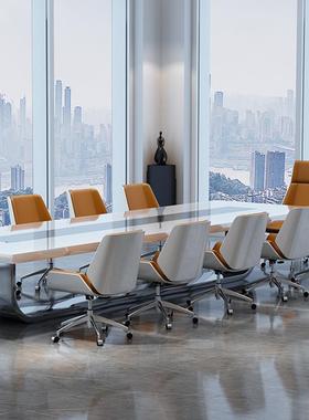 诚白色烤漆会议桌桌简君代现大型办公室长方形接待洽AXS谈桌椅约