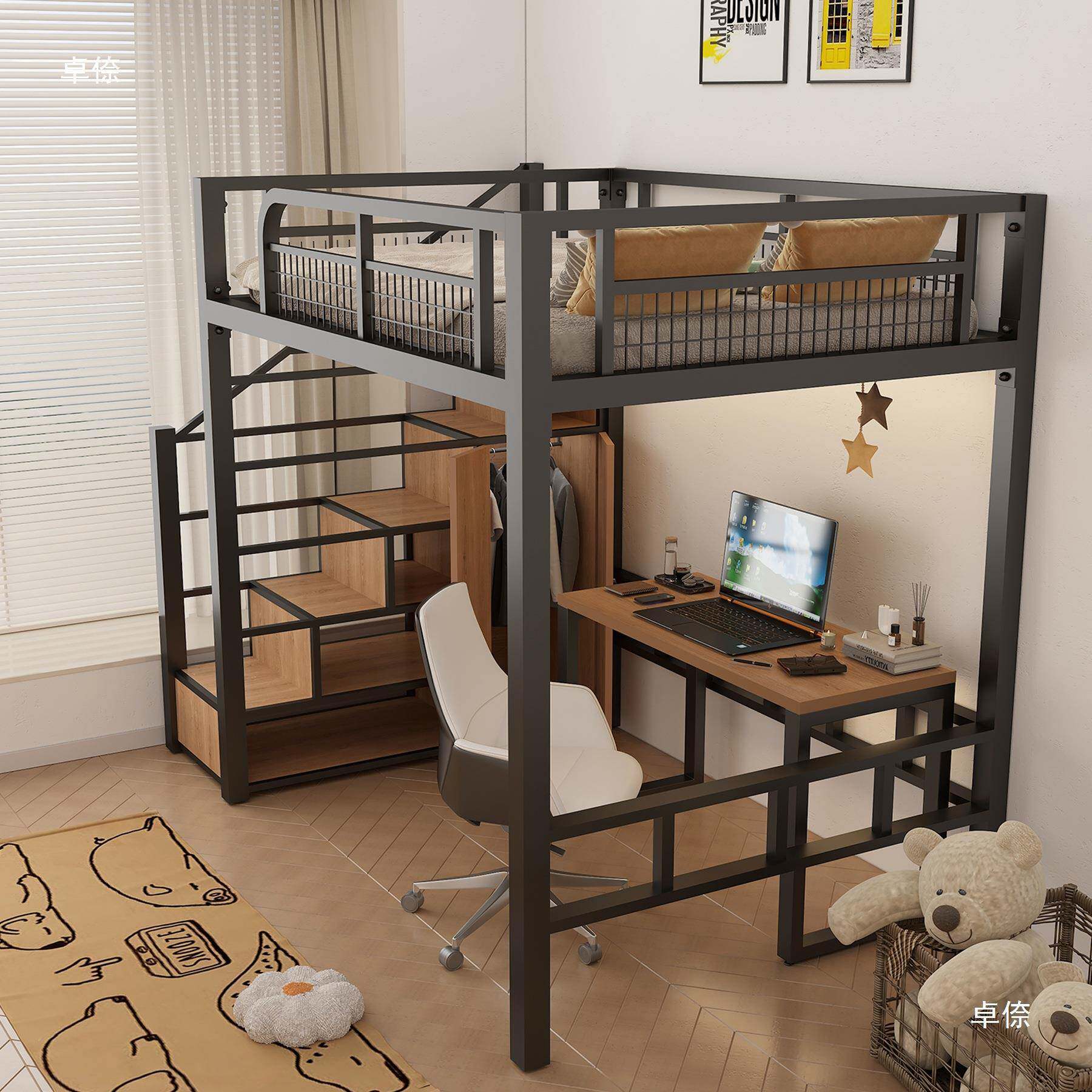 实木上层高架床省间组上床下桌宿合舍空高低床复式床DJW0128小户
