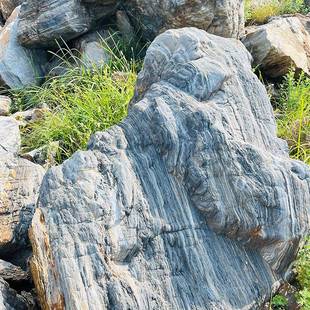 大公型观景石头村路口风水原石刻字园林景观自然石门口-牌园造景