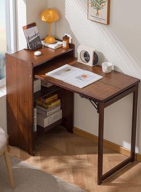 叠简书桌书ARD柜一体家用小型多功能电折脑户桌子工作台出租房易餐桌