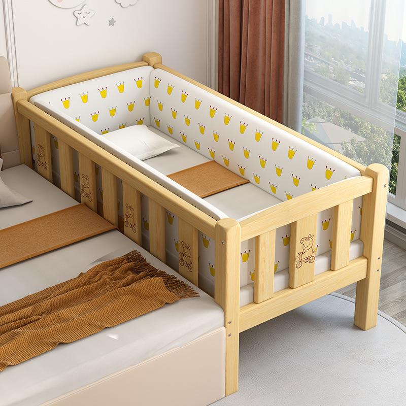 宝儿童拼接床加宽婴床儿床单男孩384女孩实木大带护栏宝床边人床