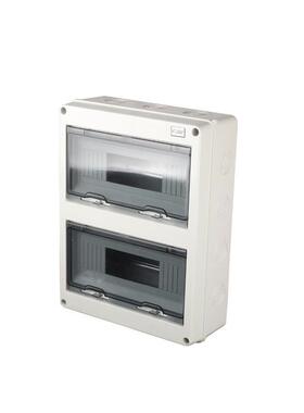 外HT24回路配电家用塑料明户装布线箱QYE-HT-2茶色箱关透明盖空气