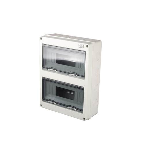 外HT24回路配电家用塑料明户装布线箱QYE-HT-2茶色箱关透明盖空气