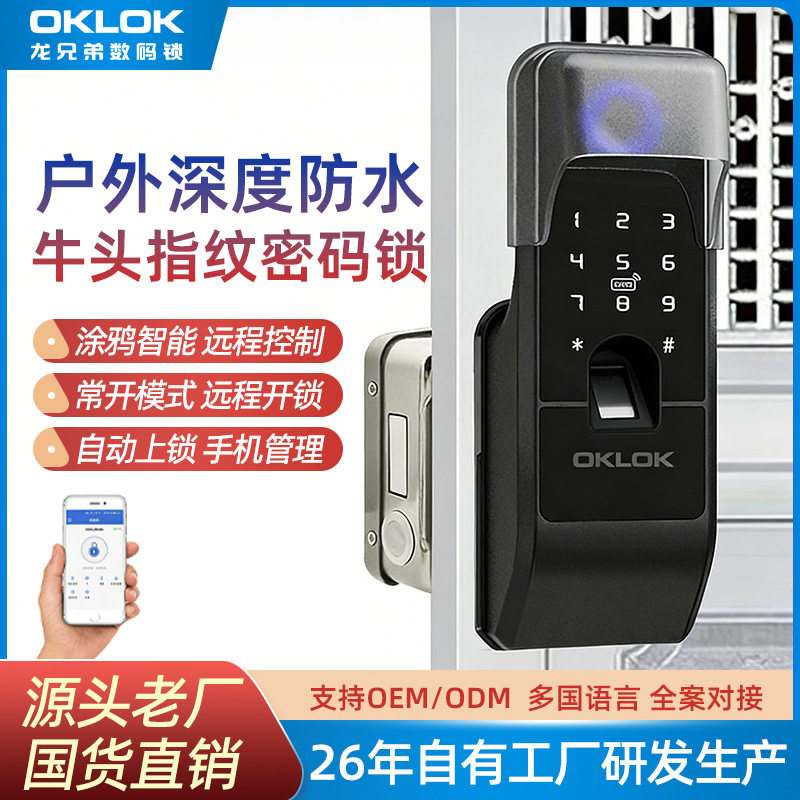 户外防水指纹密码防盗智能锁