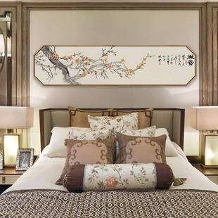 卉俏笔枝头新中QX202011式卧室装百画工花鸟字画饰横八边形室内房