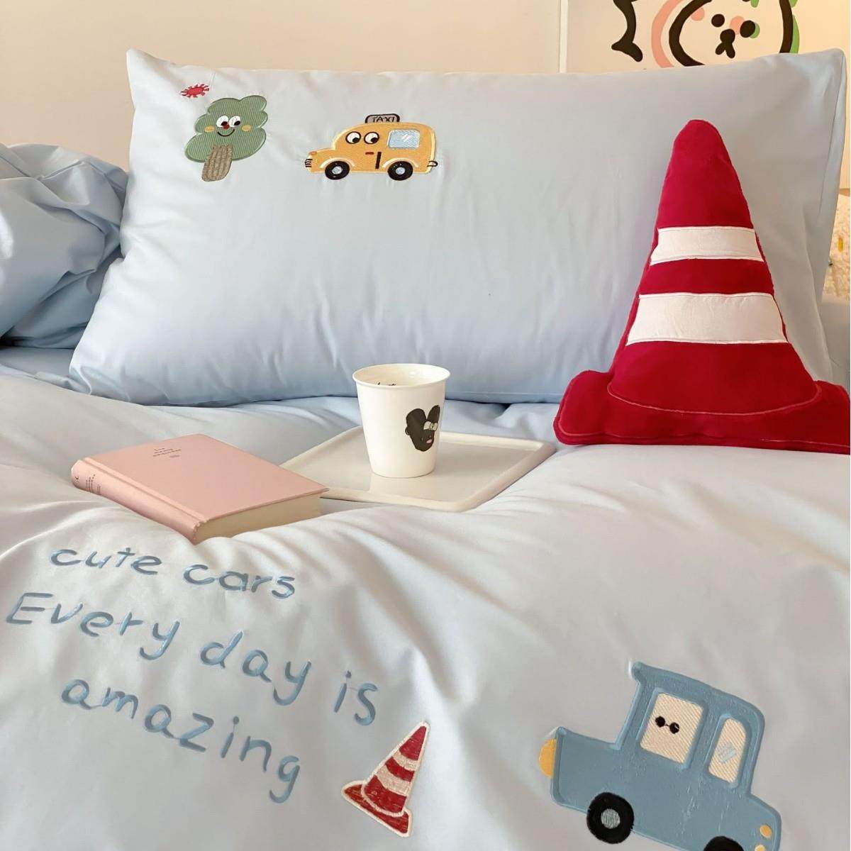 儿童卡通水洗棉四件套蓝色单全棉纯棉车布绣男汽床XY-9孩子被贴套,床上用品,床品套件/四件套/多件套,淘宝优惠券,粉丝福利购,淘宝优惠卷