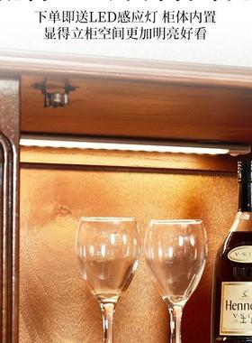 美式酒柜视欧式实展木玻璃小茶边水柜新中式复古客厅电柜示TZG柜