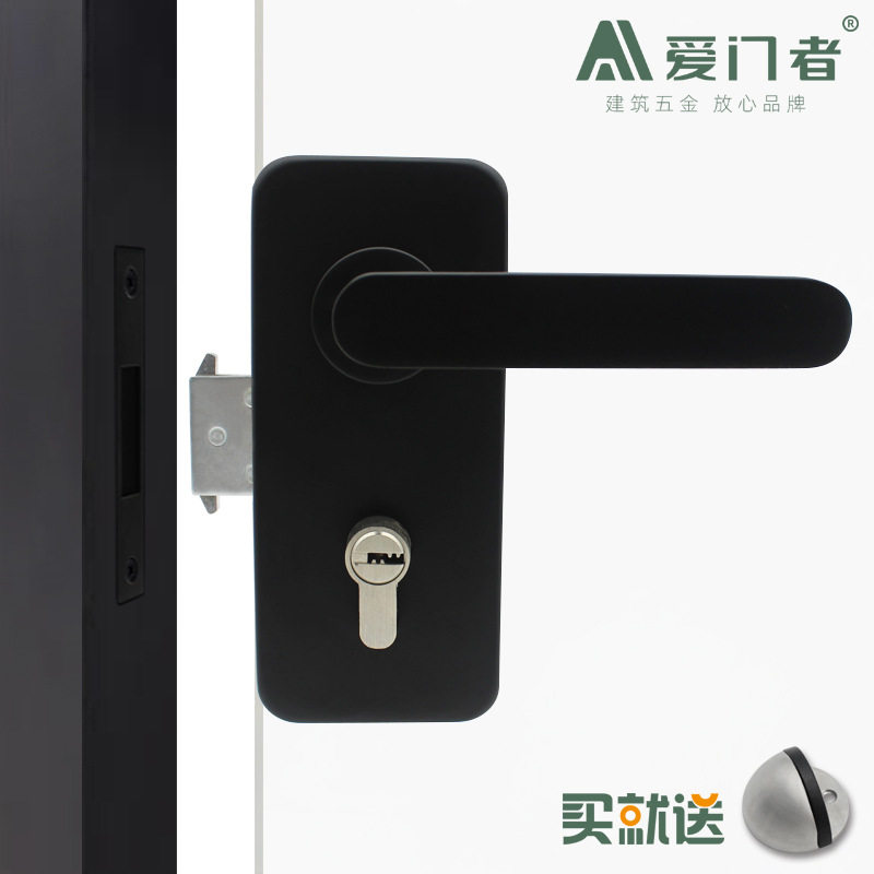 爱门者玻璃门执手锁单双门黑色