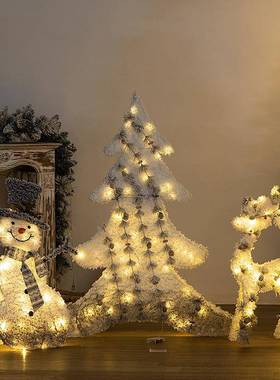 圣发诞铁艺光装饰摆件植绒130CM麋道鹿80940雪人品节日具