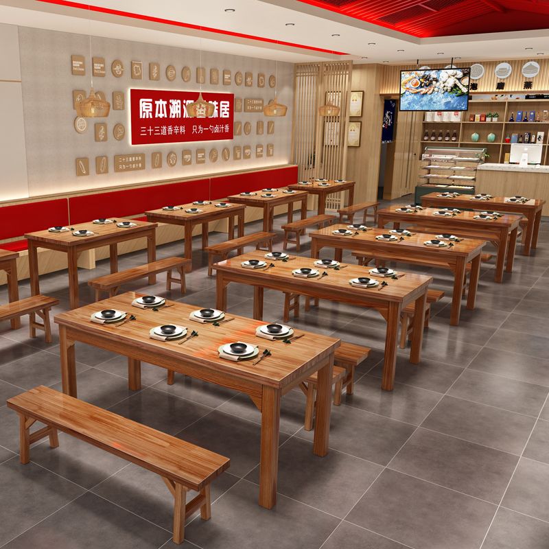 实木碳化商用餐饮桌椅套装