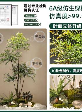 仿真植盆物南15885假天竹盆栽客厅家居落地生假绿植景树摆件造景