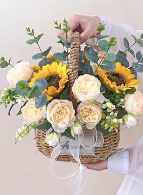 花篮厅仿真花假花摆件DD102181装饰摆设桌茶几绢花盆栽艺餐束内小
