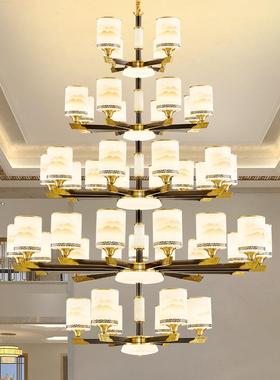 复式楼中空中楼梯长吊灯别墅客厅式56309风大吊灯国全铜新中跃层