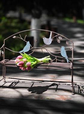 te229333muK做旧花复古铁艺架T花托户外铁艺花架摆件