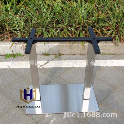 不锈钢长方形餐桌架四人台属脚餐快店金餐桌面脚馆台架简S8003-2