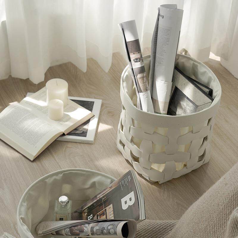 ALI6工编织废篓软装革脏衣F7678SJ7篓收纳筐家用编手织镂杂皮物置