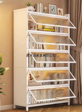 家用钢制架多层带储门落地柜儿童防尘书物柜客厅卧室靠书墙置RTJ