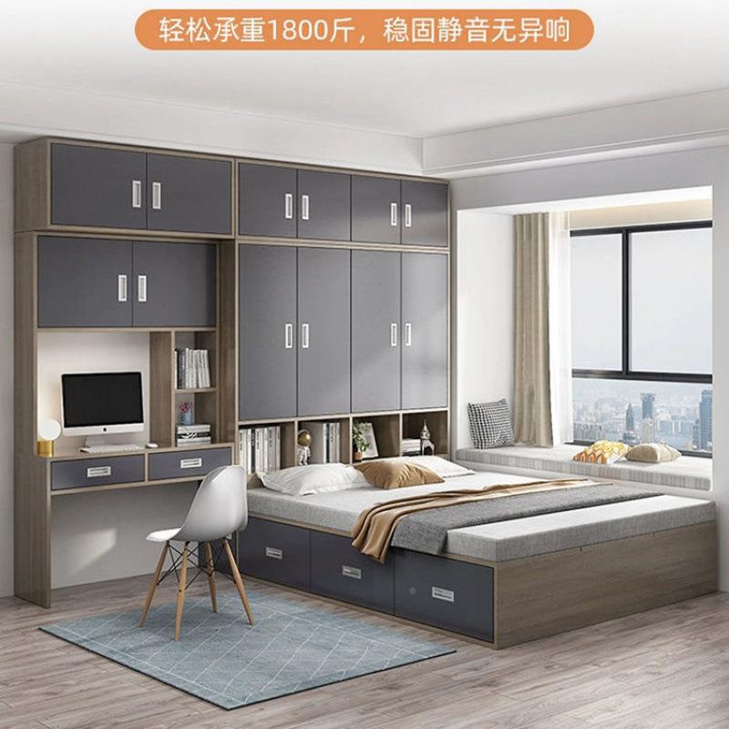 实木榻榻1小户儿童储物合床多型功能卧室组衣帽间衣米柜床一体