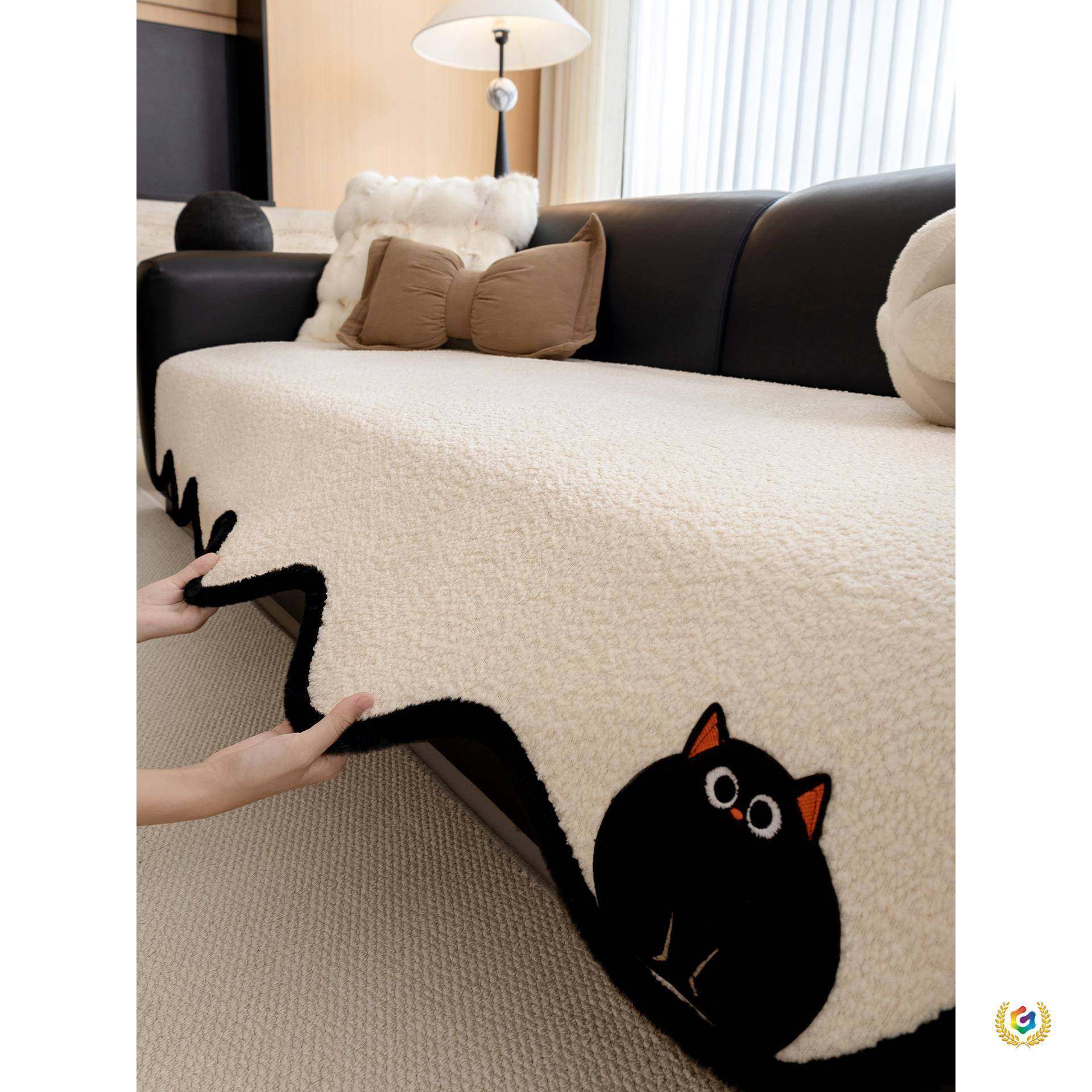 季?025新款2刺绣不规则皮沙Fh(x}h(h发垫四通用感盖布防滑秋冬沙