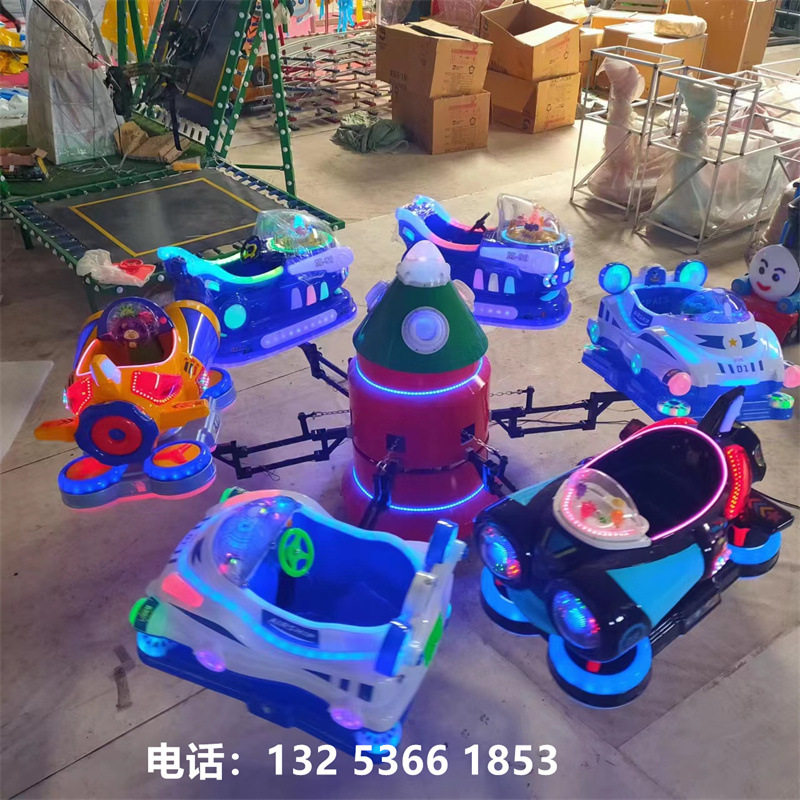 儿童发光音乐六座旋转升降飞机