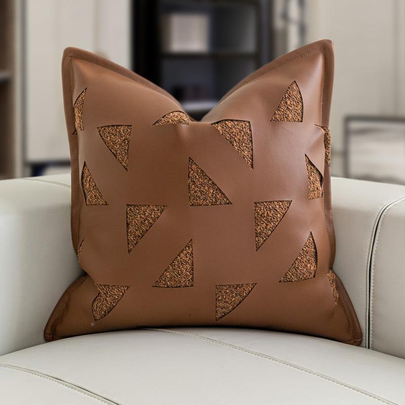 意式奢高档沙轻发抱枕棕咖创意色镂空靠枕酒店样BZ708靠板间软装