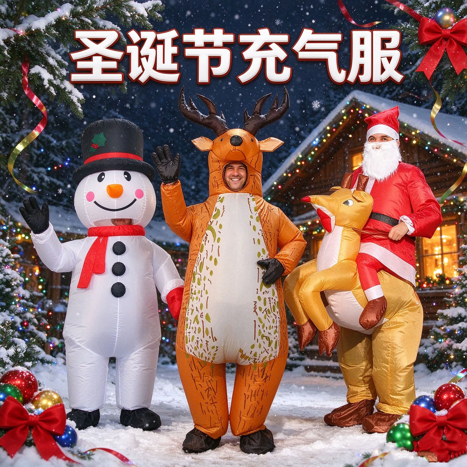 圣诞节充气圣诞老人服装道具气模