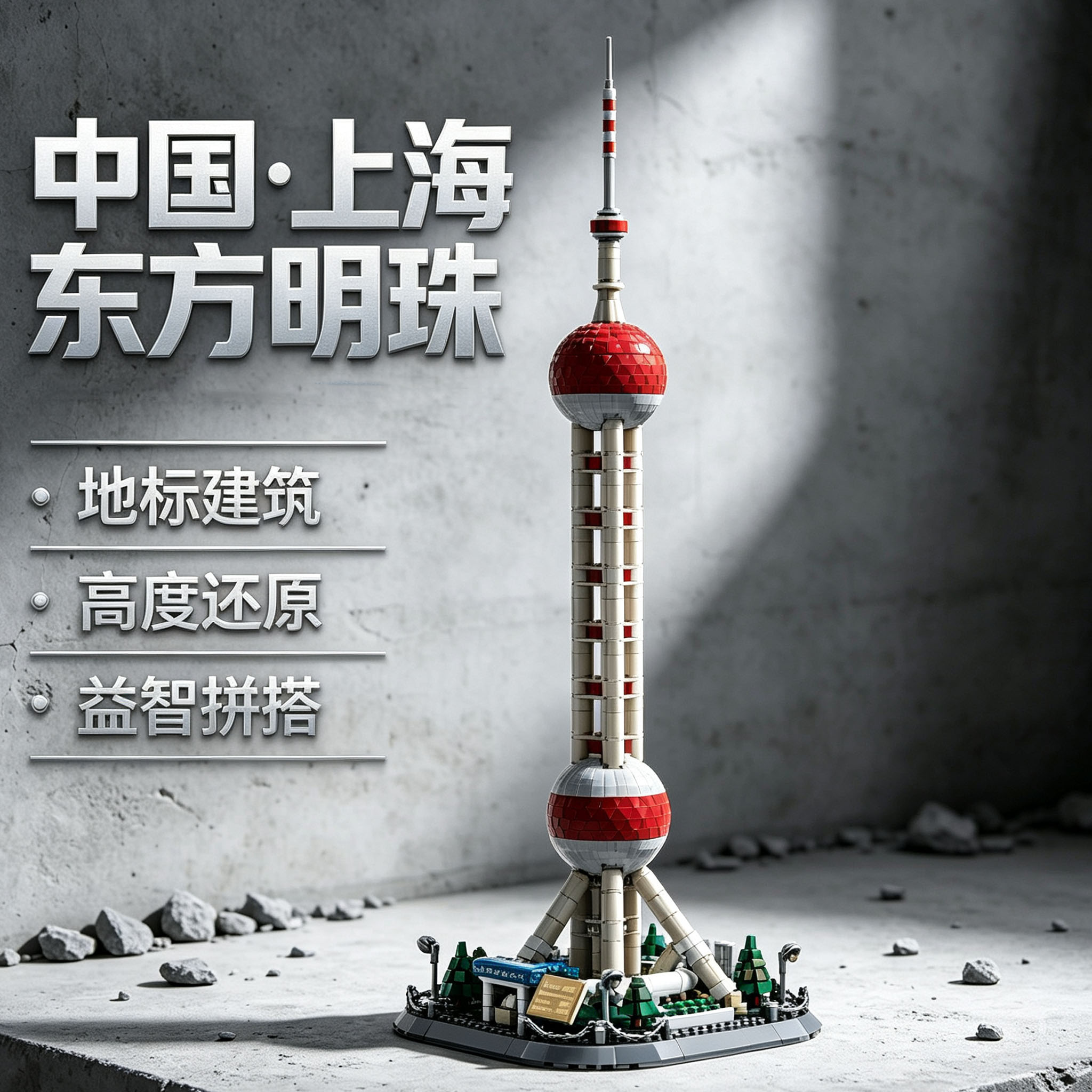 东方明珠中国风建筑积木拼装模型