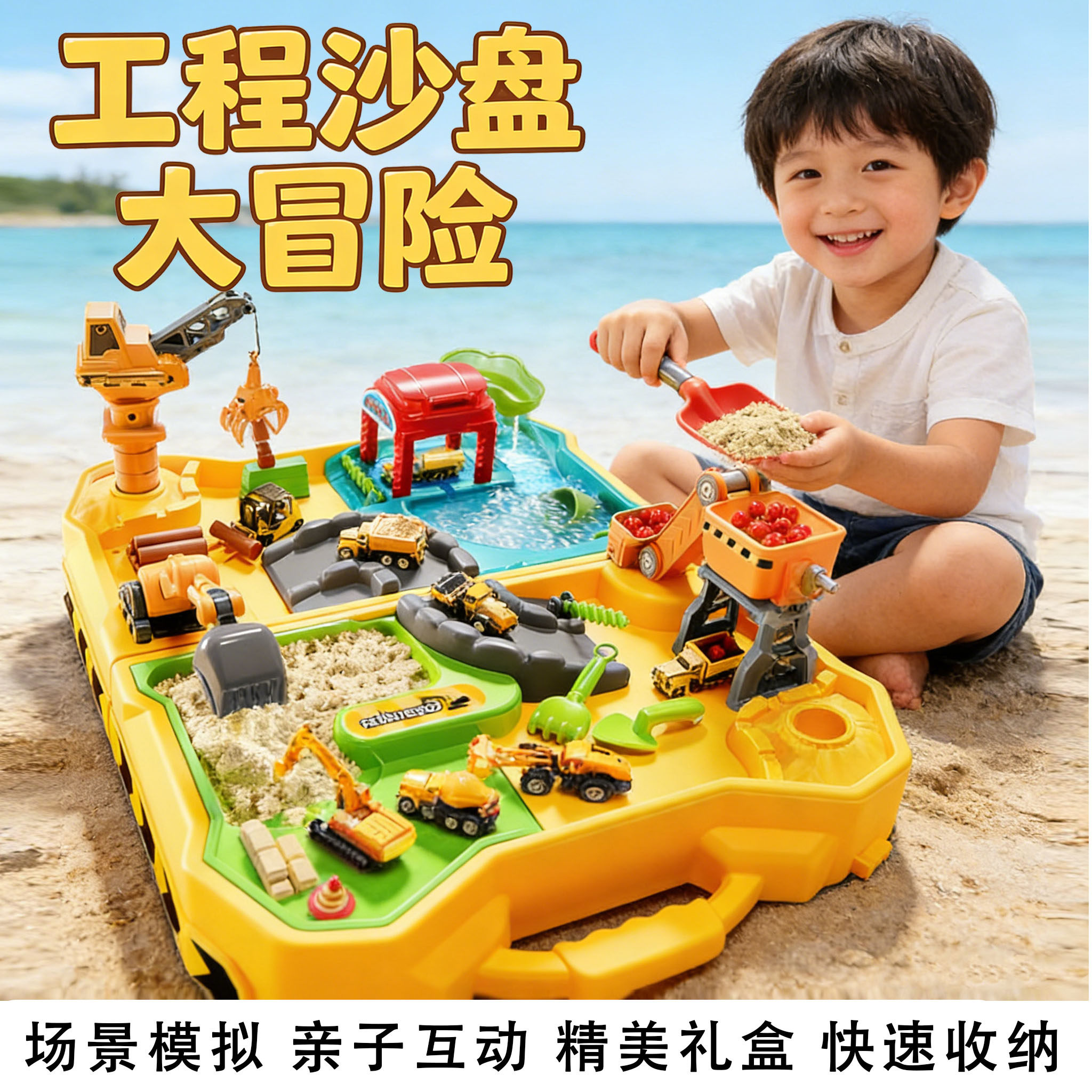 儿童沙滩玩具套装玩沙戏水工具桌