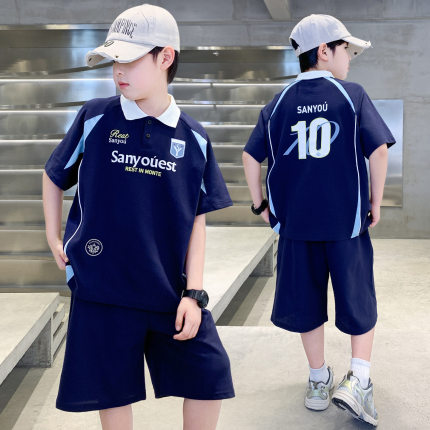 男童夏装套装2026新款中大童POLO衫短袖T薄款短裤儿童运动两件套