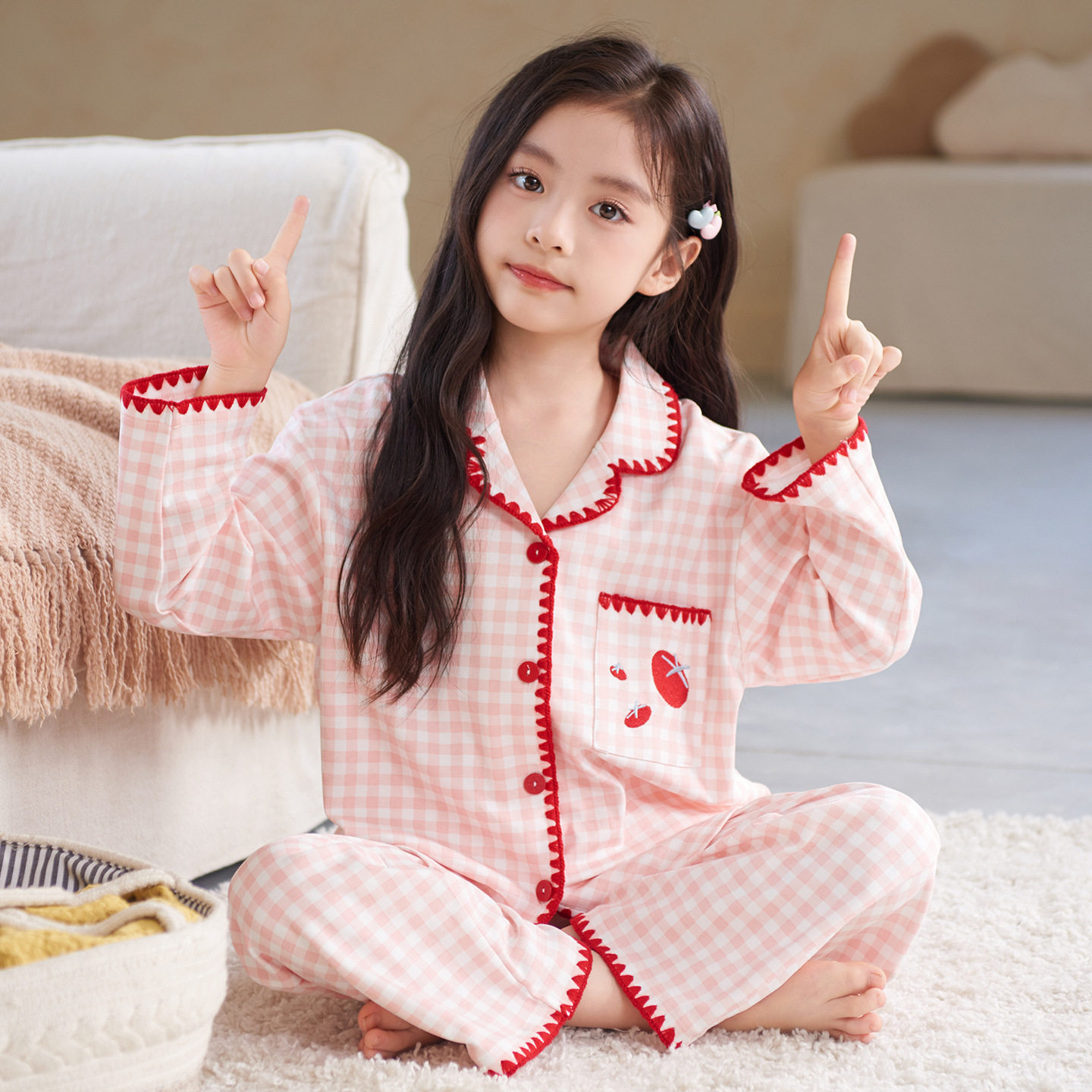 2026新款女童睡衣纯棉春秋季款儿童女孩家居服全棉套装女大童冬季