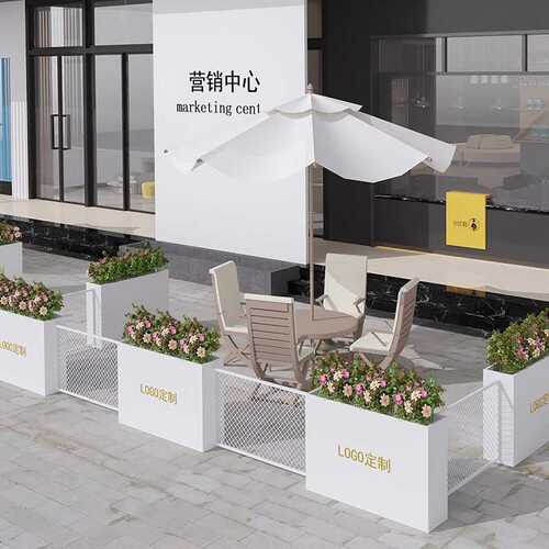 户外铁艺花箱组合市政种植箱栅栏不锈钢花槽坛商业街隔断外摆围栏
