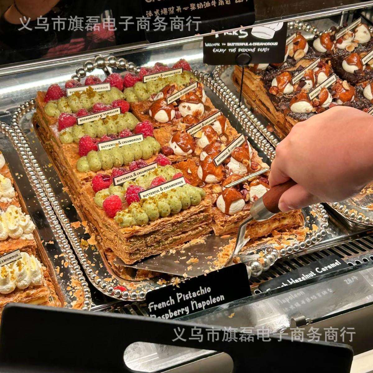 欧式新款托盘摆件金属镀银珠点方形托盘水果盘烘焙蛋糕盘KTV用品