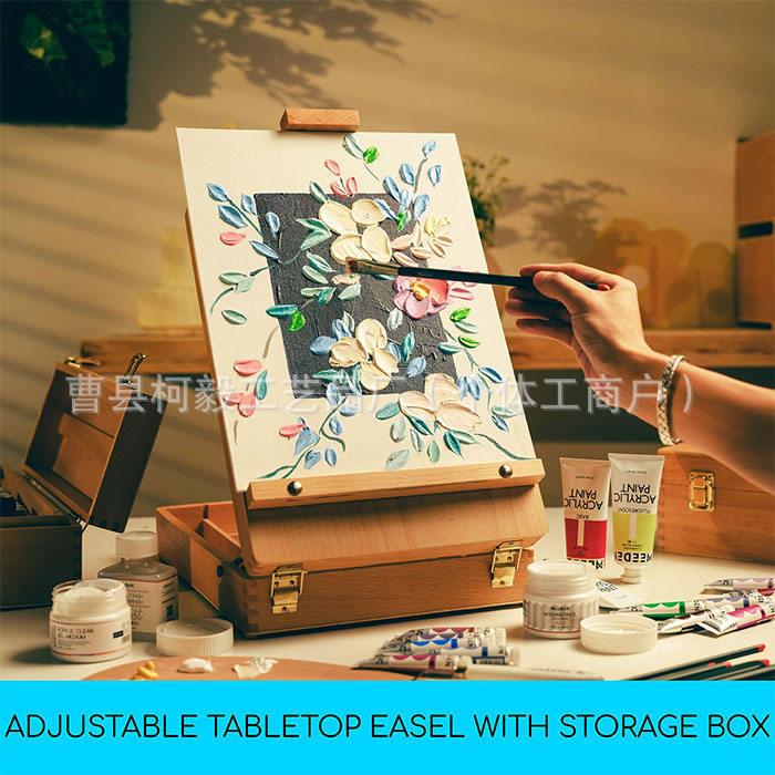 木质画箱手提式桌面油画箱画架收纳油画颜料套装工具写生油画箱