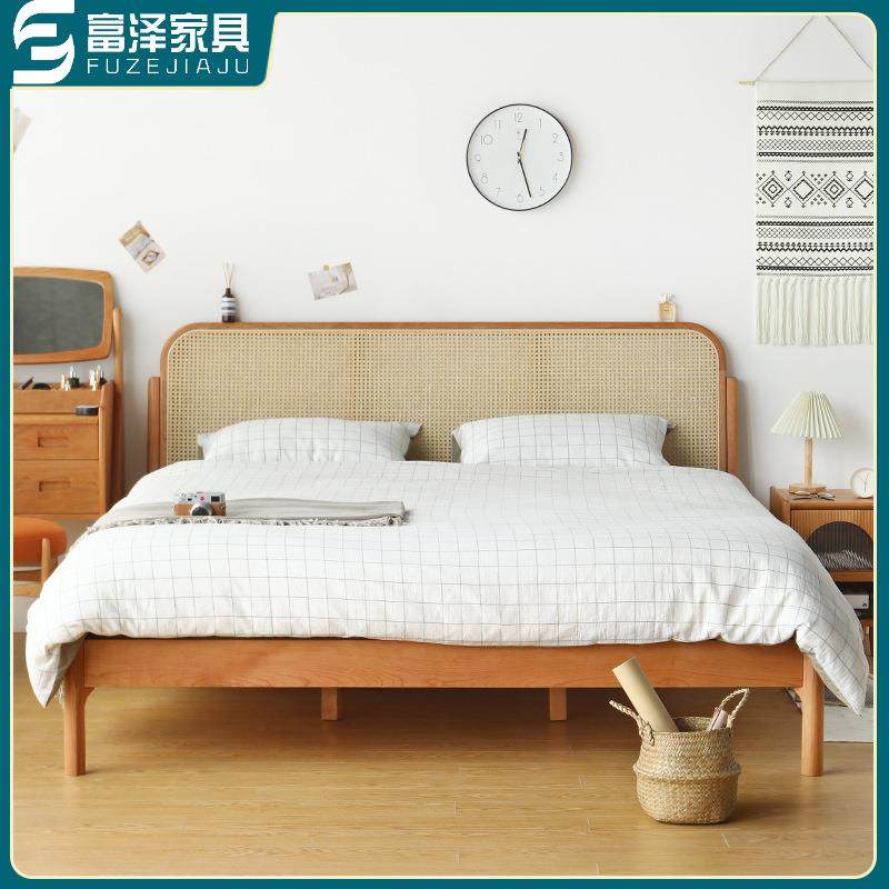 富泽家具北欧简约风小户型卧室实木藤编双人床胡桃色藤艺床全实木,玩具/童车/益智/积木/模型,毛绒/玩偶/公仔/布艺类玩具,淘宝优惠券,粉丝福利购,淘宝优惠卷