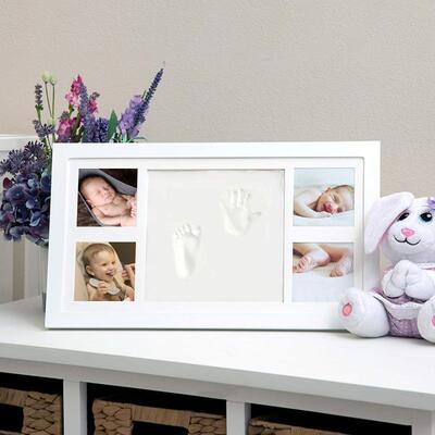 2025新款宝宝手足印相框Baby Handprint Photo Frame 实木相框