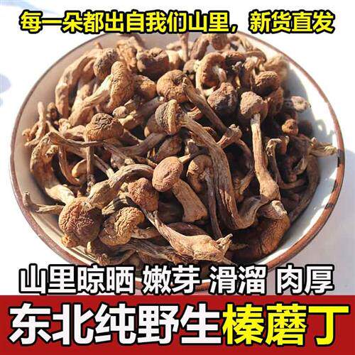 2024榛蘑东北野生蘑菇丁干货黑龙江特产山珍小鸡炖香菇头无根新货