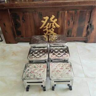 不锈钢加厚迷你方凳静音万向轮滑轮小凳子