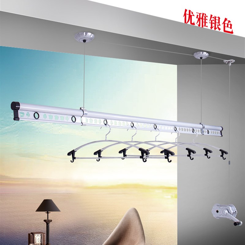 升降晾衣架  室内阳台手摇晾衣架单杆式双杆式晒衣架凉衣架明之满