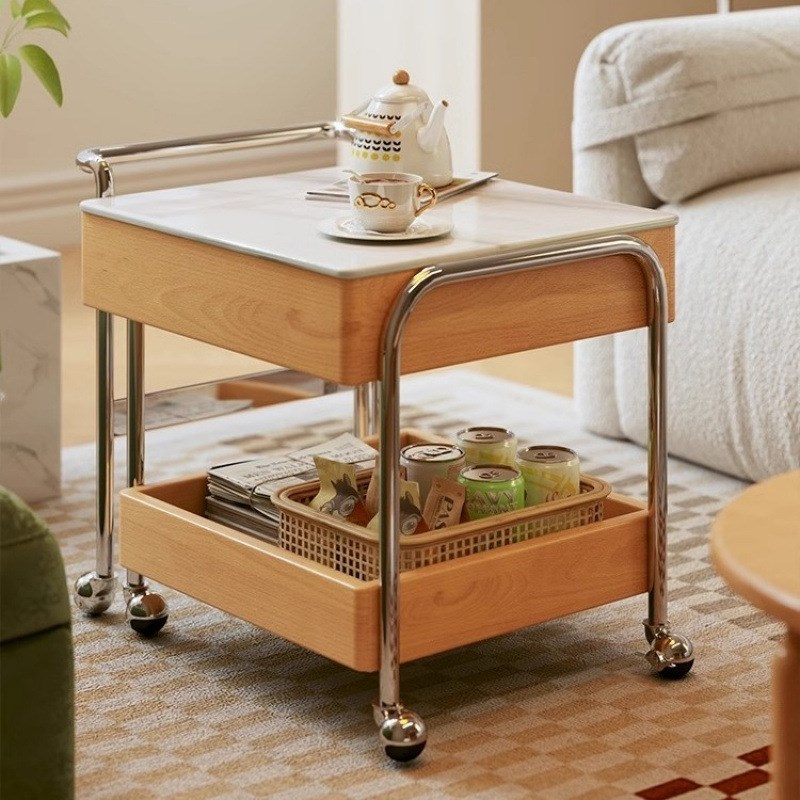 ir可移动实木沙发茶几伸缩客厅简约家用床头置物架小推车茶台桌边
